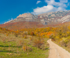Autumnal season in Crimean mountains near Alushta city