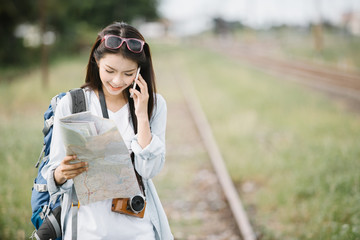 Woman hangout Traveling Holiday use smart phone