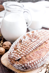 Bread on wooden background