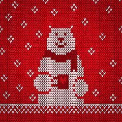 Fototapeta premium Knitted white bear warm vector illustration