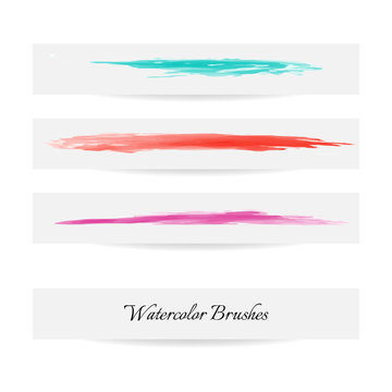 Watercolor brush lines. Vector brush strokes