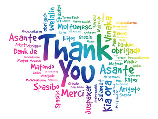 Fototapeta premium Thank You Word Cloud concept background in many languages