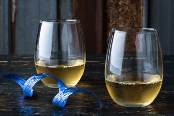 White Wine in Stemless Glassware