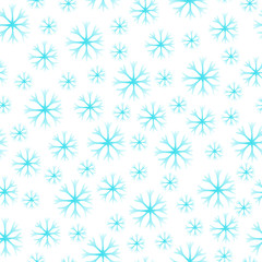 Winter seamless pattern with abstract blue snowflake