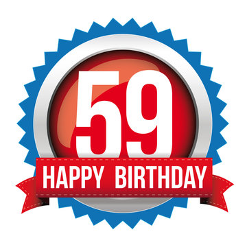 Fifty Nine years happy birthday badge ribbon