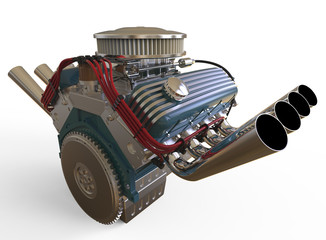 Hot rod V8 Engine 3D render