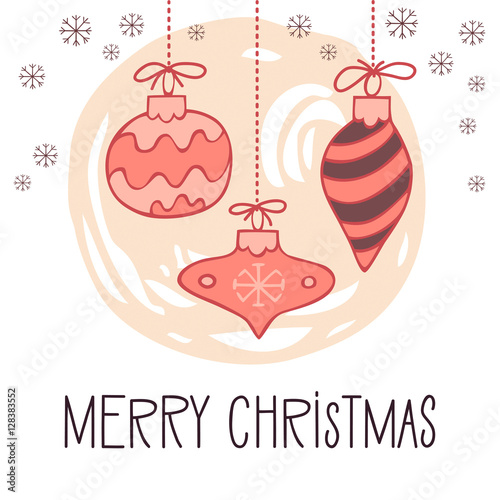 &quot;Christmas greeting card with cute hand drawn lettering&quot; obrazów