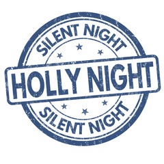 Silent night Holly night sign or stamp