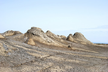 Mud volcanoes in Gobustan, Azerbaijan.