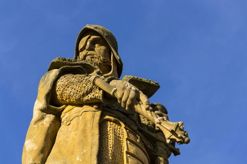Jan Zizka Statue in front of church in Tabor