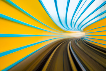 Speed motion in urban highway road tunnel - obrazy, fototapety, plakaty