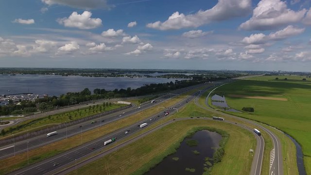 Highway in Holland, aerial shot