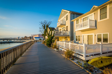 Waterfront houses and boardwalk, in North Beach, Maryland.