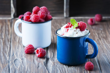 Russian cottage cheese with raspberry