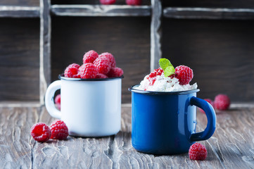 Russian cottage cheese with raspberry