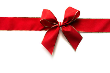 Red ribbon and bow isolated on white