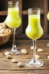 Italian traditional liquor with pistachio