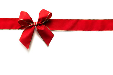 Red ribbon and bow isolated on white