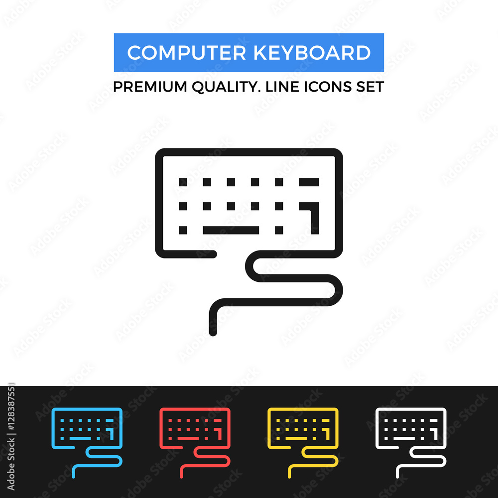 Poster vector computer keyboard icon. thin line icon
