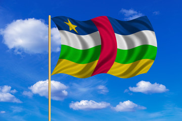 Central African Republic flag on flagpole waving