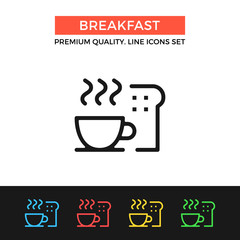 Vector breakfast icon. Thin line icon