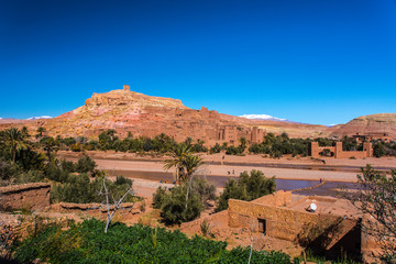 A&iuml;t Benhaddou, a mud built fortified Kashah city in the desert between Sahara and Marrakesh Morocco