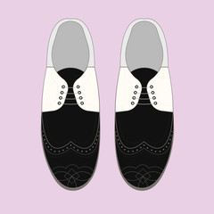 Vector illustration with men fashion shoes. Classic Brogue Shoes. Oxfords Men's Shoes.