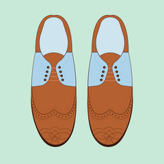 Vector illustration with men fashion shoes. Classic Brogue Shoes. Oxfords Men's Shoes.
