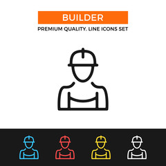 Vector builder icon. Thin line icon
