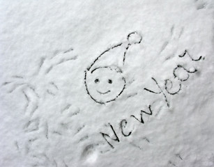 Children's drawing on the snow