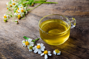 cup of chamomile tea with chamomile flowers