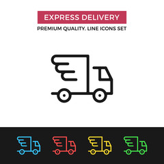 Vector express delivery icon. Thin line icon