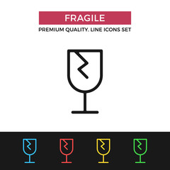 Vector fragile icon. Thin line icon