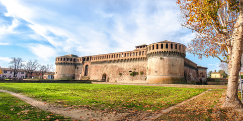 Fototapeta na wymiar italy castle autumn Rocca Sforzesca Imola Bologna Emilia Romagna