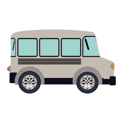 colorful silhouette with bus line vector illustration