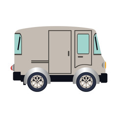 colorful silhouette with gray van vector illustration