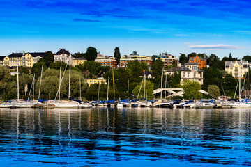 Oslo yacht club near coast background