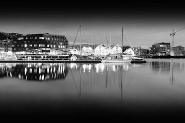 Black and white Norway city background