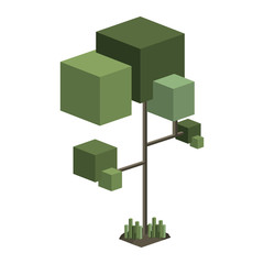 colorful green tree pixel design vector illustration