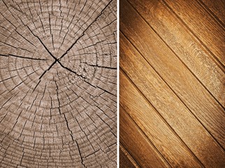 Wood texture. Lining boards wall. Wooden background pattern. Showing growth rings. set