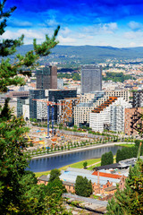 Oslo city cityscape background - obrazy, fototapety, plakaty