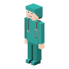 blocks silhouette with male nurse vector illustration