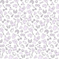 baby background. Vector seamless pregnancy pattern. for Shower. outline