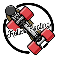 Color vintage roller Skates emblem