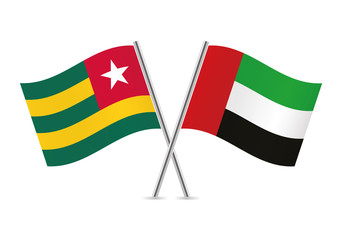 Togo and United Arab Emirates flags. Vector illustration.