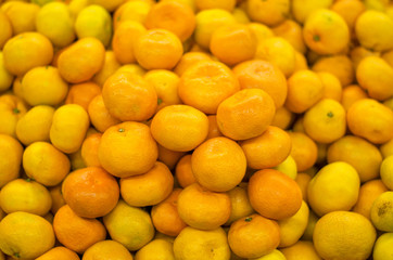 bunch of tangerines in a supermarket
