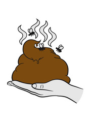 Hold hand fly stink shit poop heap excrement odd pussycat comic cartoon