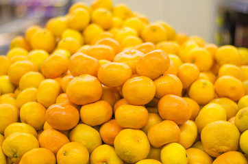 bunch of tangerines in a supermarket