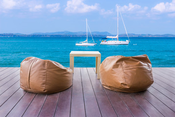 comfortable seats near the sea.