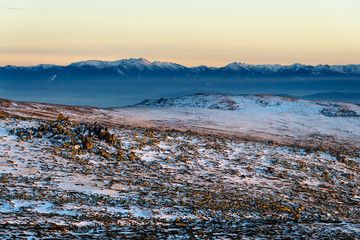 Wintry sunset in Vitosha mountain, Bulgaria